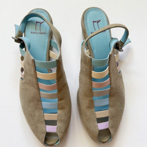 Thierry Rabotin Suede Pastel Green Sandals - Picture 4 of 8
